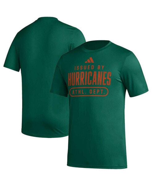 Men's Green Miami Hurricanes Sideline AEROREADY Pregame T-shirt