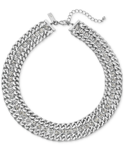I.N.C. International Concepts two-Tone Crystal Necklace, 17" + 3" extender, Created for Macy's