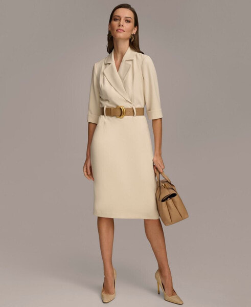 Women's Belted Midi Jacket Dress