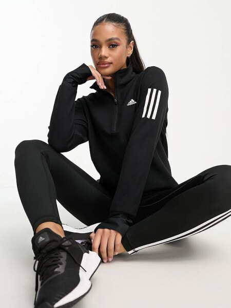 Свитшот Adidas Own The Run черный с короткой молнией