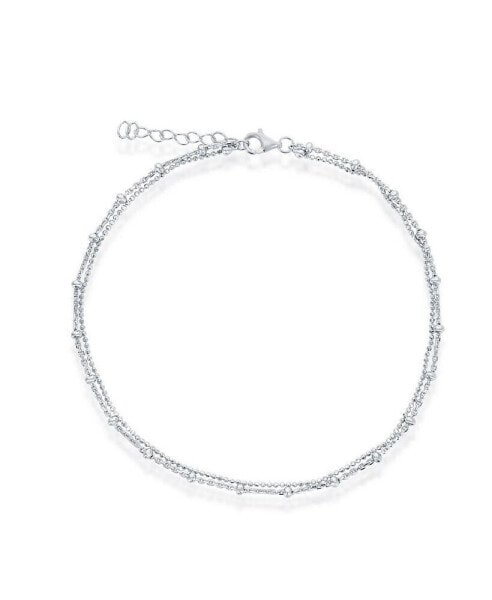 Sterling Silver Double Strand Bead Anklet