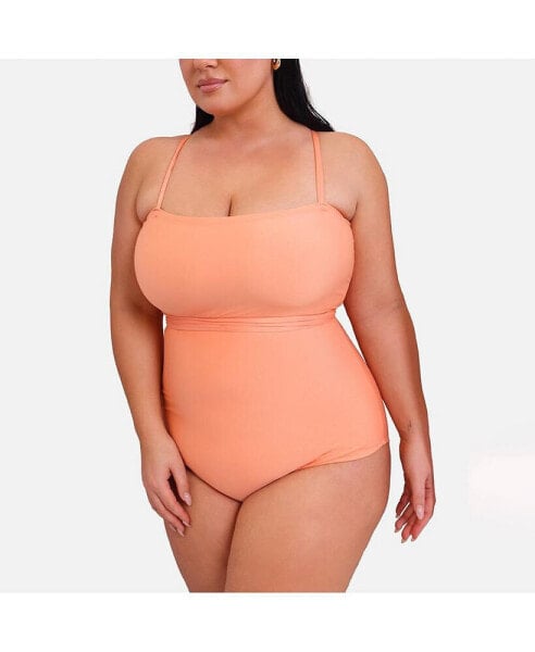 Plus Size Sunny Tie Waist One Piece Swimsuit - Peach