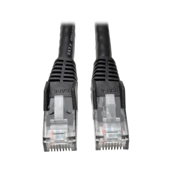 Tripp N201-015-BK Cat6 Gigabit Snagless Molded (UTP) Ethernet Cable (RJ45 M/M) - PoE - Black - 15 ft. (4.57 m) - 4.57 m - Cat6 - U/UTP (UTP) - RJ-45 - RJ-45