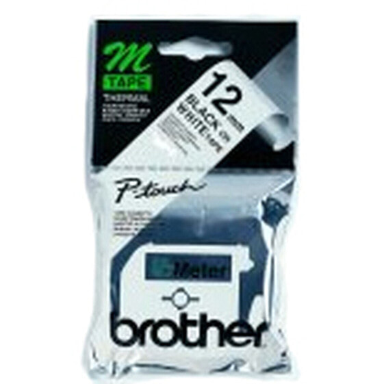 Ламинированная лента Brother MK231BZ Черный/Белый 12 мм