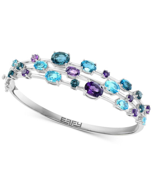 EFFY® Multi-Gemstone Triple Row Bangle Bracelet (10-1/2 ct. t.w.) in Sterling Silver