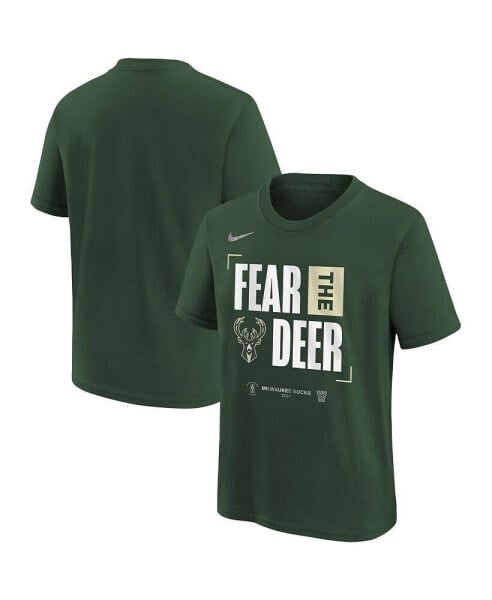 Men's and Women's Hunter Green Milwaukee Bucks 2024 NBA Playoffs Mantra T-Shirt