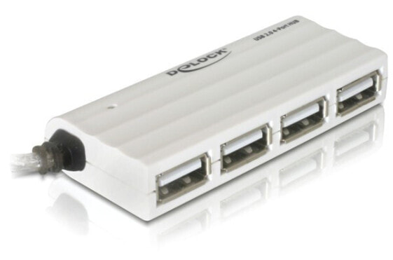 Delock USB 2.0 external 4-port HUB - 480 Mbit/s - White - Windows 2000/XP/XP-64/Server-2003/Vista - USB 2.0
