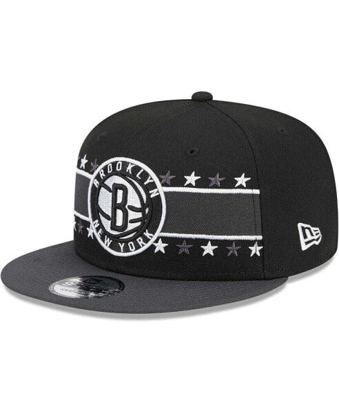 Men's Black Brooklyn Nets Banded Stars 9FIFTY Snapback Hat