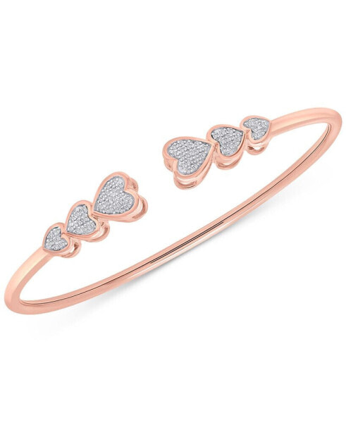Diamond Hearts Cuff Bangle Bracelet (1/5 ct. t.w.) in 14k Rose Gold-Plated Sterling Silver, Created for Macy's