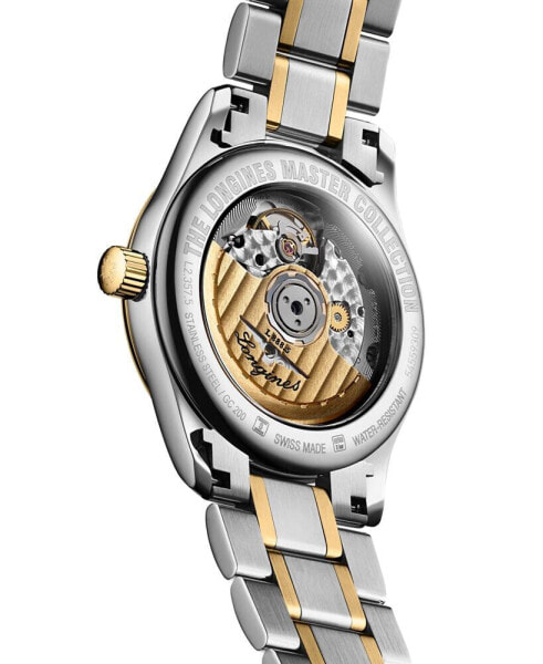Women's Swiss Automatic Master Diamond (1/20 ct. t.w.) 18k Gold & Stainless Steel Bracelet Watch 34mm