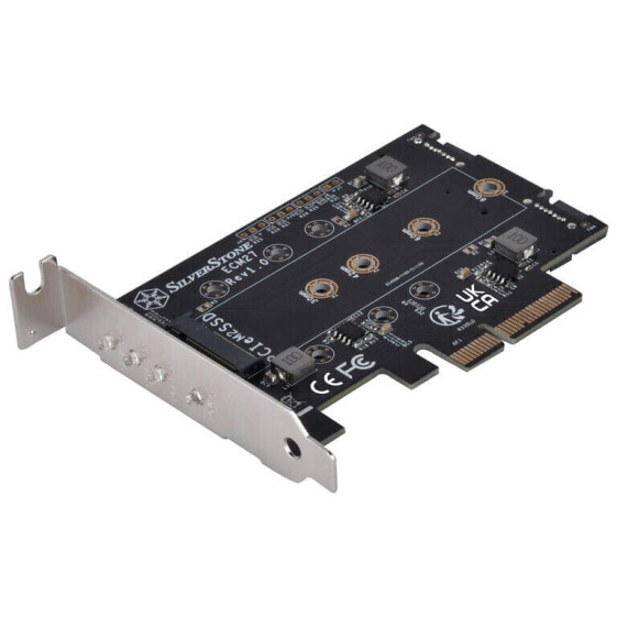 Silverstone SST-ECM27 M.2/SATA Adapterkarte, PCIe 4.0, 1x M-Key, 2x SATA 6G - Low Profile