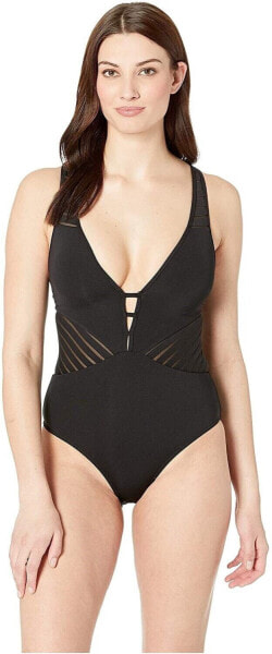 Jets Swimwear Australia Women's 248704 Plunge One-Piece Swimsuit Size 8