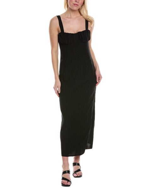 Reveriee Linen-Blend Sheath Dress Women's Black Xs