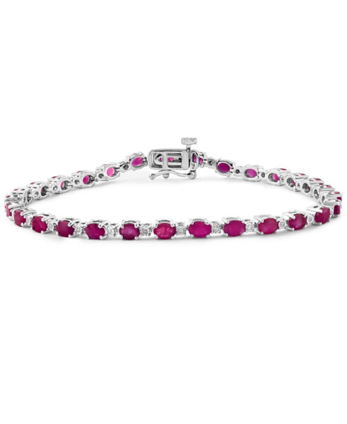 EFFY® Ruby (6-1/3 ct. t.w.) & Diamond (1/20 ct. t.w.) Link Bracelet in Sterling Silver