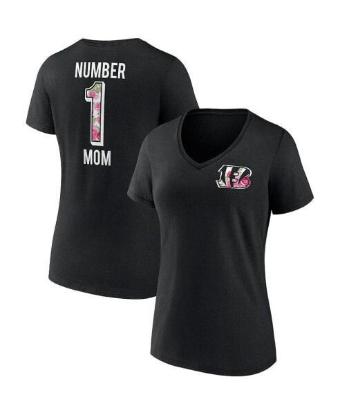 Women's Black Cincinnati Bengals Team Mother's Day V-Neck T-shirt