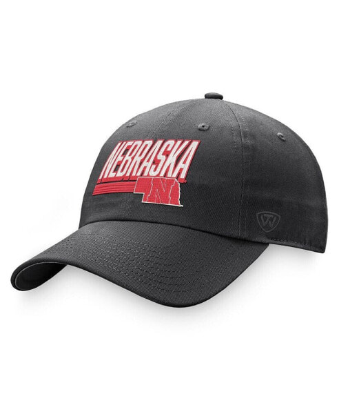 Men's Charcoal Nebraska Huskers Slice Adjustable Hat