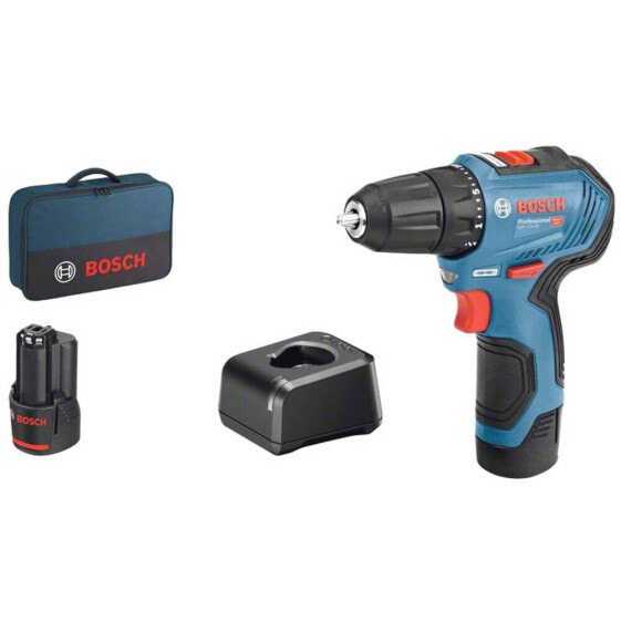 Bosch Akku-Bohrschrauber GSR 12V-30 mit 2x 2,0 Ah + Ladegerät in Tasche