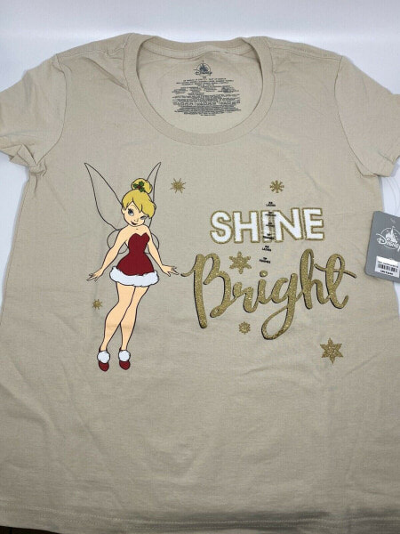 Disney Store Women's Tinker Bell Shine Bright Christmas Cotton T-shirt XS New