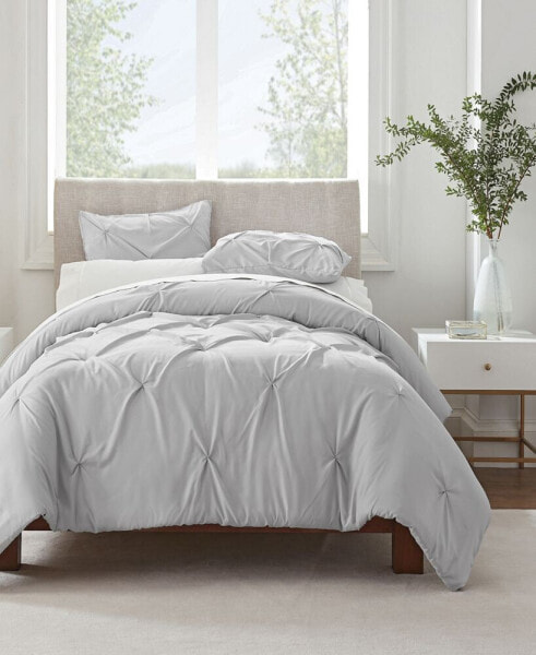 Simply Clean Antimicrobial Pleated King Duvet Set,3 Piece