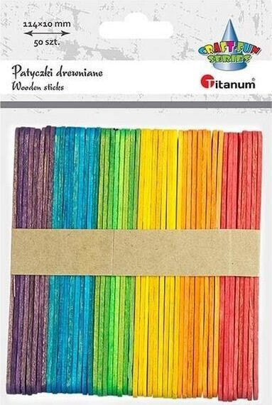 Titanum Drewniane patyczki karbowane 10x114mm mix 50szt