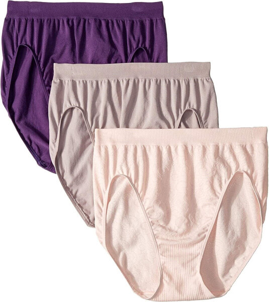Bali 187850 Womens Microfiber Hi-Cut Panty 3-Pack Pink/Steel/Purple Size 6/7