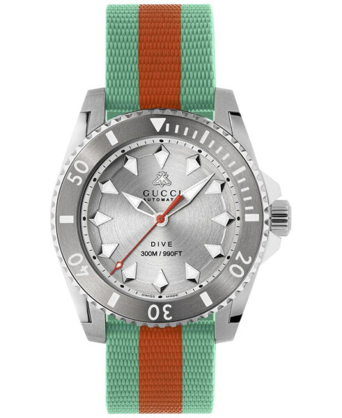 Men's Swiss Automatic Dive Red & Green Rubber Strap Watch 40mm