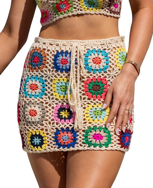 Women's s X JoJo Open Weave Floral Crochet Mini Cover-Up Skirt