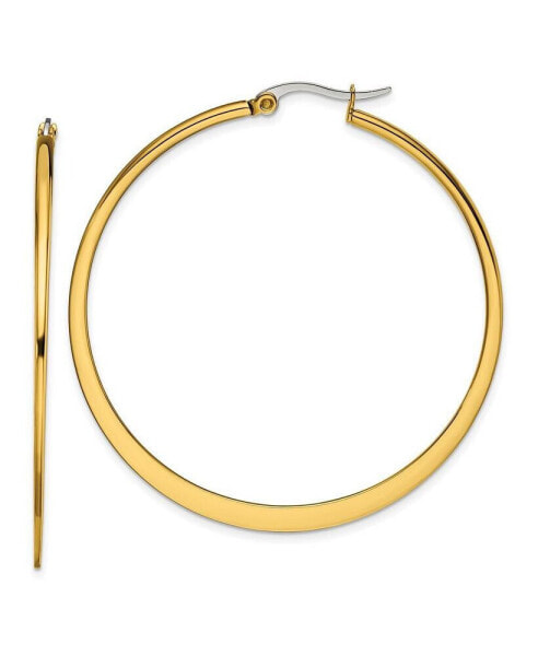 Stainless Steel Polished Yellow plated Tapered Hoop Earrings