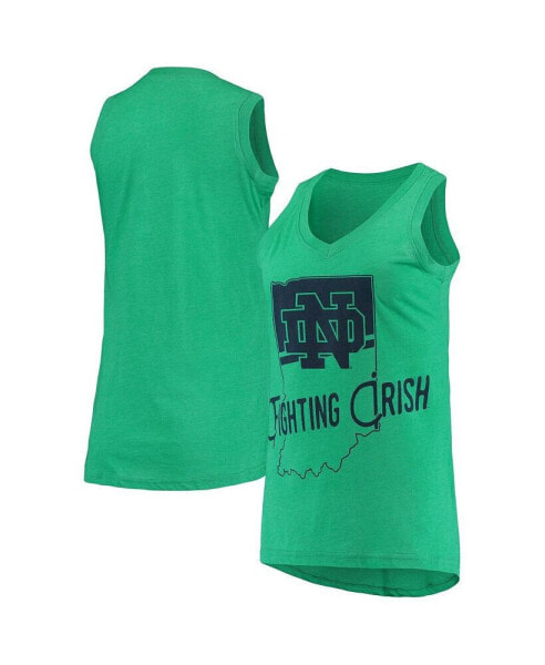 Women's Heathered Green Notre Dame Fighting Irish Ferris Melange V-Neck Tank Top