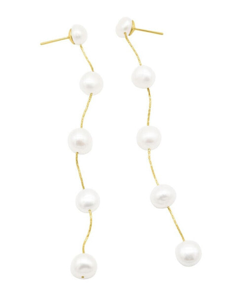 Gold Freshwater Cultivated Pearl Sweeper Earrings