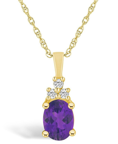 Macy's amethyst (1-1/5 Ct. T.W.) and Diamond (1/10 Ct. T.W.) Pendant Necklace in 14K Yellow Gold