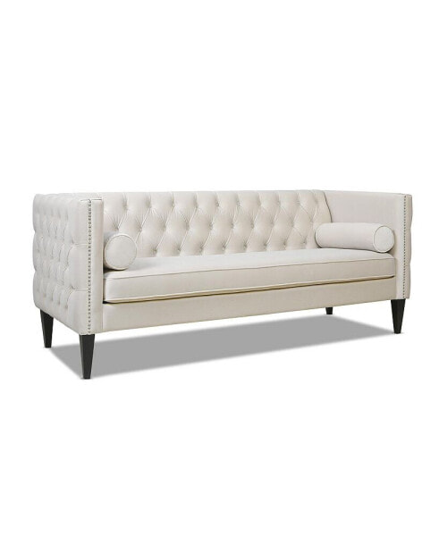 Diane 84" Upholstered Bench Seat Tufted Tuxedo Sofa with Bolster Pillows