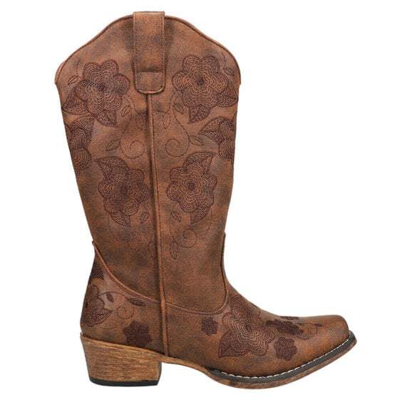 Roper Riley Flowers Round Toe Cowboy Womens Brown Casual Boots 09-021-1566-3129