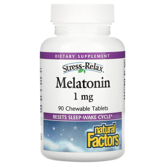 Витамин для здорового сна Natural Factors Stress-Relax, Мелатонин, 1 мг, 90 жевательных таблеток