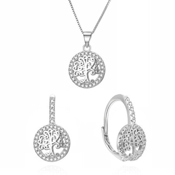 Stylish silver jewelry set Tree of Life AGSET368R (chain, pendant, earrings)