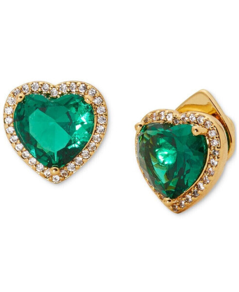 Cubic Zirconia Heart Halo Stud Earrings