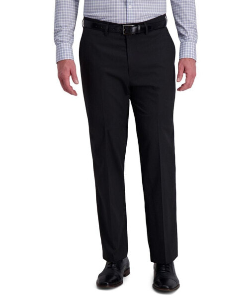 J.M. Men's 4-Way Stretch Diamond-Weave Classic Fit Flat Front Performance Dress Pant