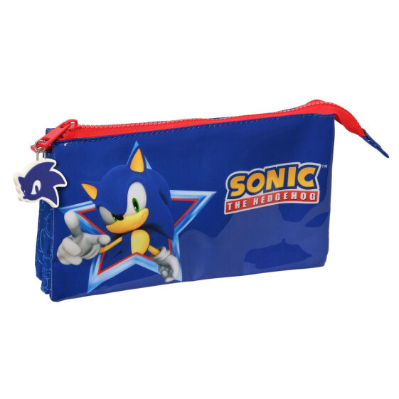 Пенал для школы Sonic Let's roll Тёмно Синий 22 x 12 x 3 см