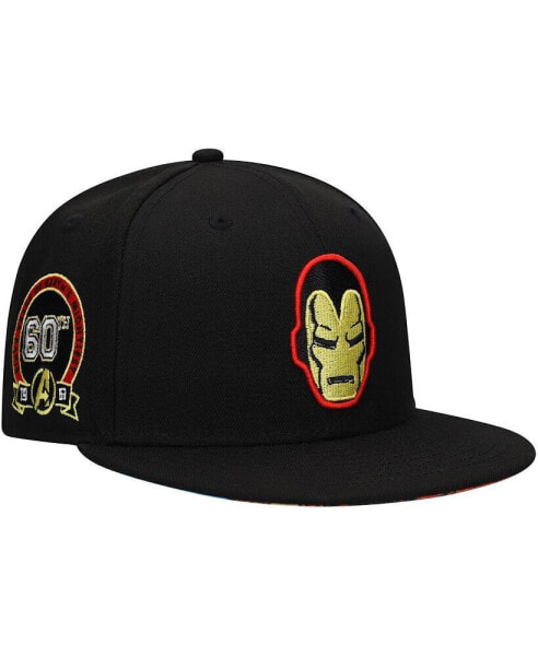 Бейсболка мужская Lids Чёрного цвета Marvel Пепелац Железный 60-летие Snapback Hat
