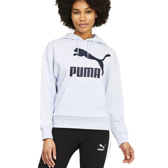 Puma Classics Logo Pullover Hoodie Womens Blue Casual Outerwear 531859-21