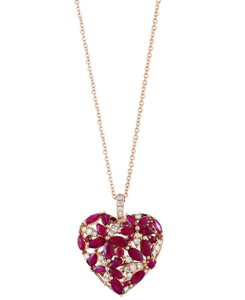 EFFY® Ruby (2-3/8 ct. t.w.) & Diamond (1/4 ct. t.w.) 18" Pendant Necklace in 14k Rose Gold