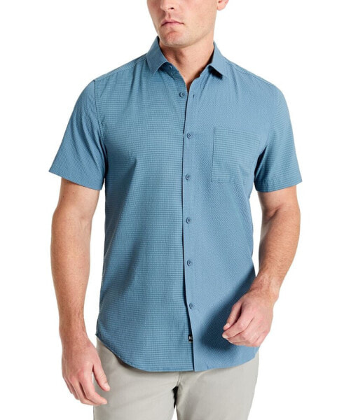 Men's Slim Fit Short-Sleeve Mixed Media Sport Shirt