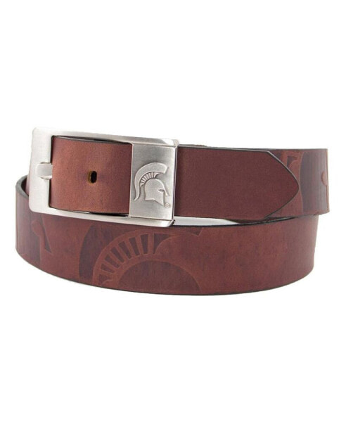 Men's Michigan State Spartans Brandish Leather Belt - Brown