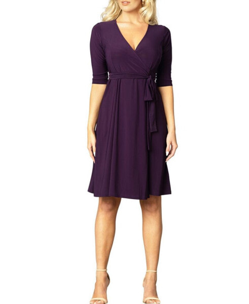 Women's Essential Wrap Dress with 3/4 Sleeves