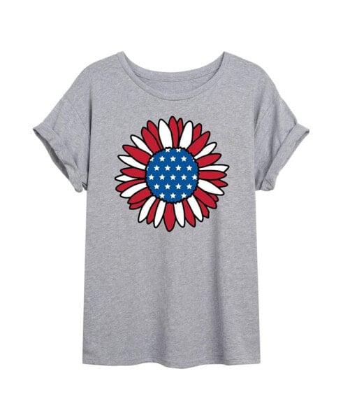 Hybrid Apparel Trendy Juniors Sunflower Graphic Oversized Tee