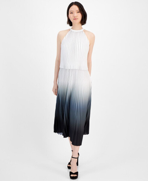 Women's Ombré Pleated Midi Dress