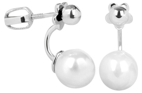 Silver earrings with synthetic pearl 2 in 1 438 001 01786 04