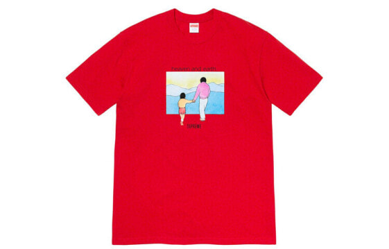 Supreme FW19 Week 1 Heaven and Earth Tee 印花短袖T恤 男女同款 红色 送礼推荐 / Футболка Supreme FW19 Week 1 Heaven and Earth SUP-FW19-195