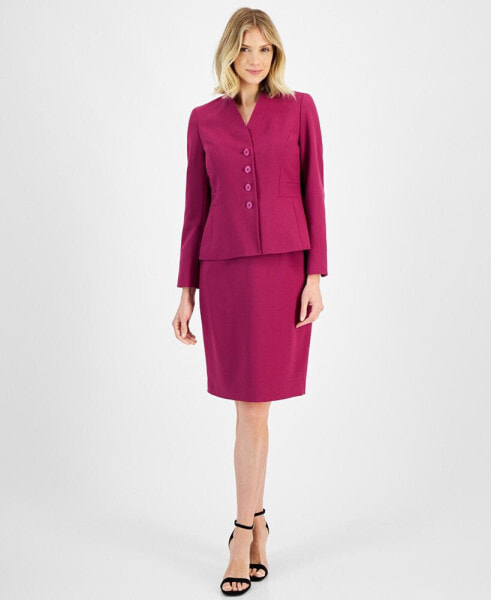 Stand-Collar Pencil Skirt Suit, Regular & Petite