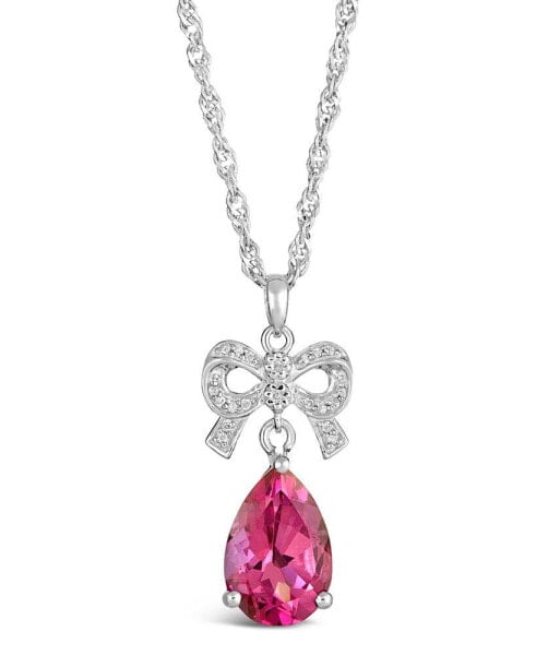 Amethyst (5 ct. t.w.) and Diamond (1/10 ct. t.w.) Pendant Necklace in Sterling Silver. Available in Pink Topaz (6-3/4 ct. t.w.)